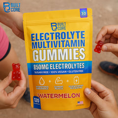 Vegan gluten-free ingredients in BuiltCore Electrolyte Gummies with electrolytes and Vitamin C.