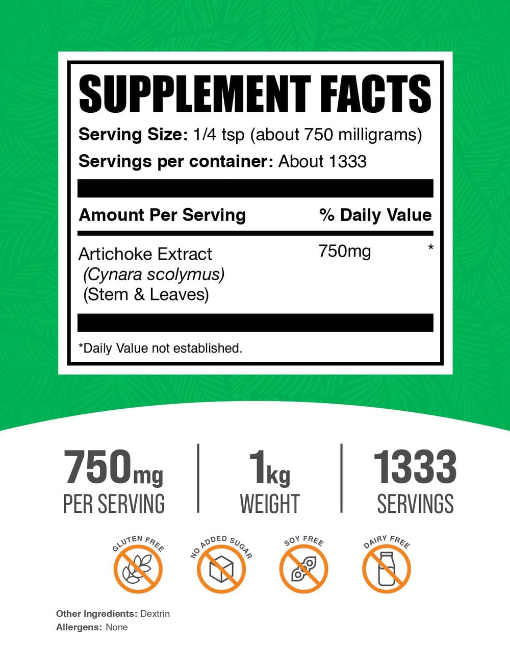 BulkSupplements Artichoke Extract Powder scoop for precise daily servings