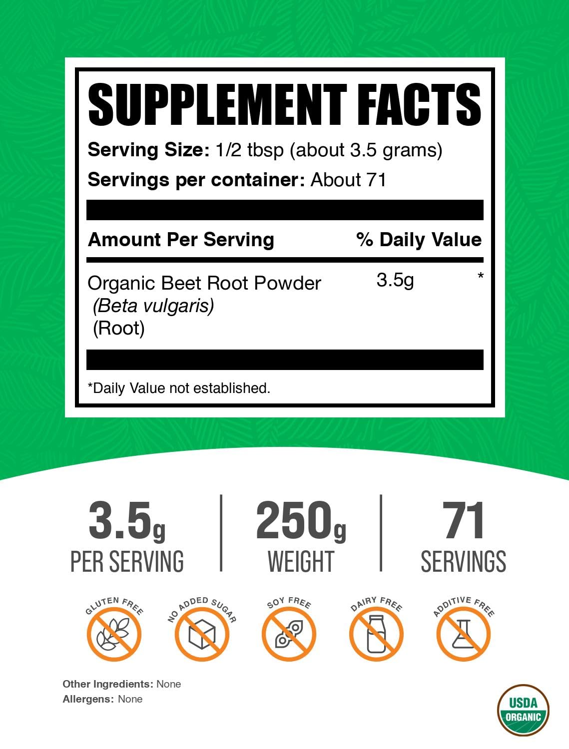 BulkSupplements Beet Root Powder with scoop ready to mix into drinks