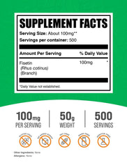 BulkSupplements Fisetin powder with spoon scoop ready to mix for easy dosing