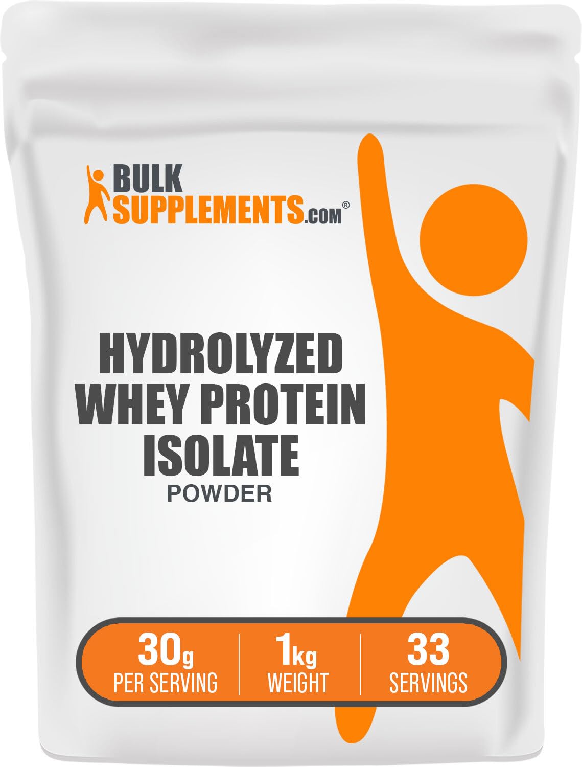 BulkSupplements Hydrolyzed Whey Protein Isolate bottle ready for post-workout fueling.