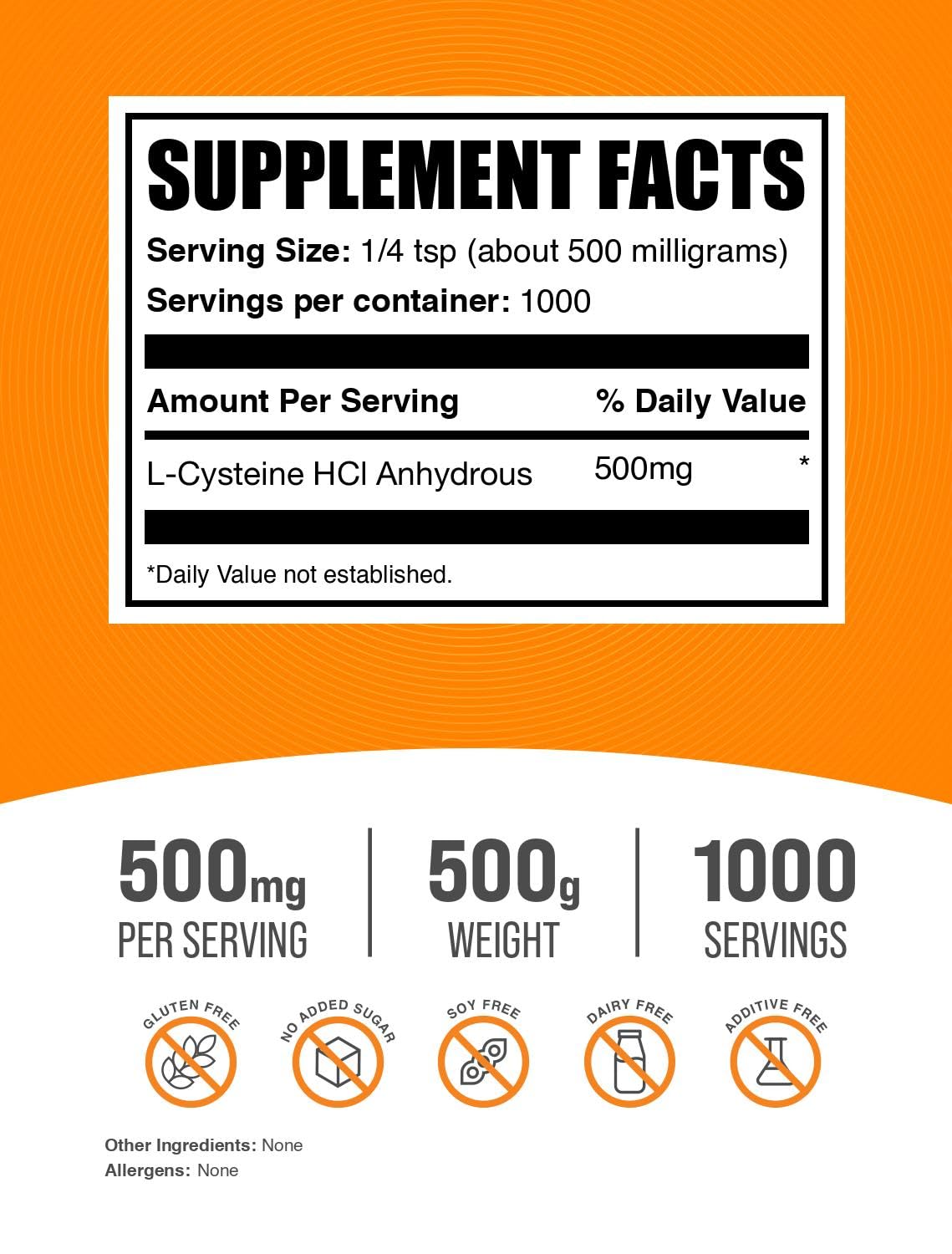 BulkSupplements L-Cysteine HCl powder scoop for precise dosing