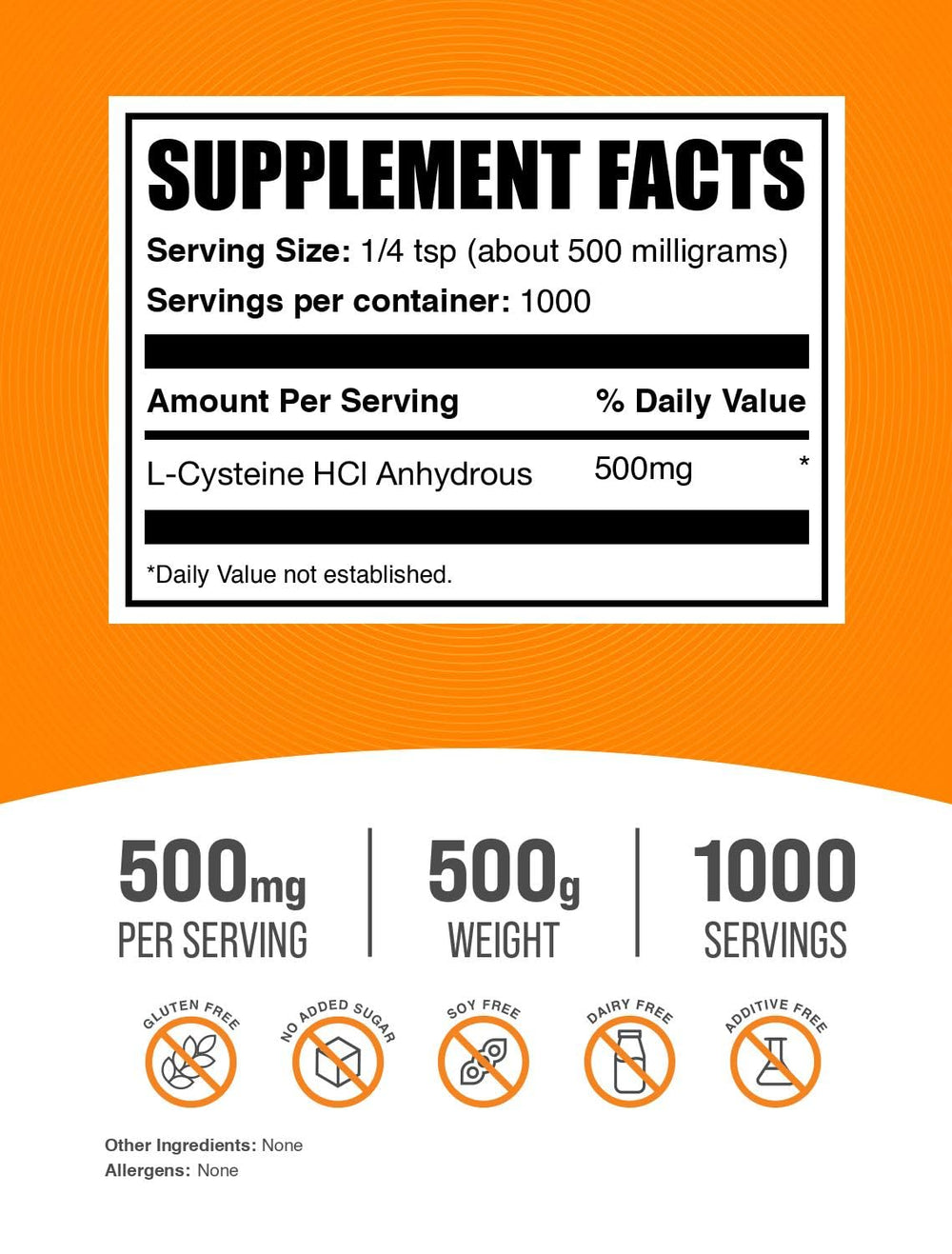 BulkSupplements L-Cysteine HCl powder scoop for precise dosing