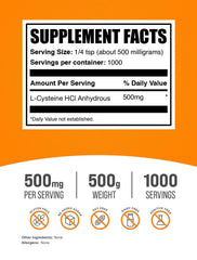 BulkSupplements L-Cysteine HCl powder scoop for precise dosing