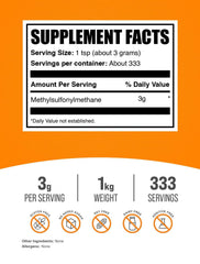 BulkSupplements MSM powder container ready to mix into shakes