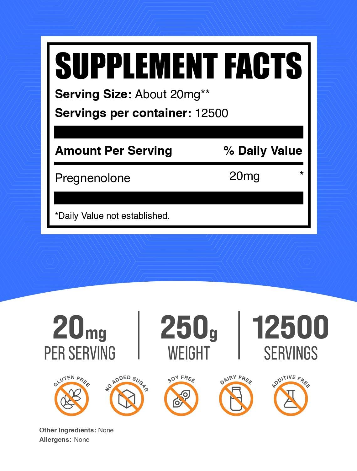 BulkSupplements Pregnenolone powder being poured for easy mixing into drinks.