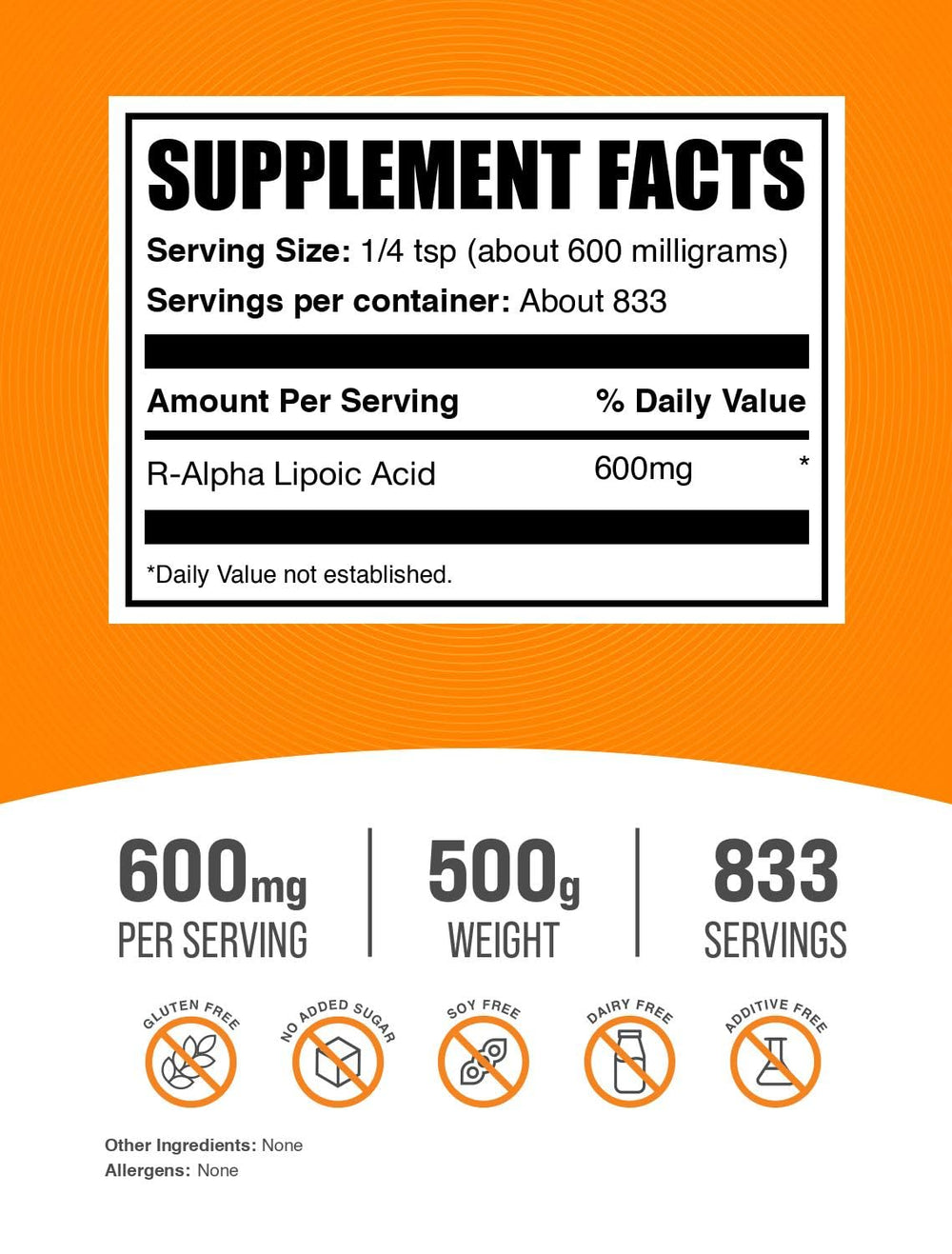 BulkSupplements R-ALA powder bottle ready for convenient mixing