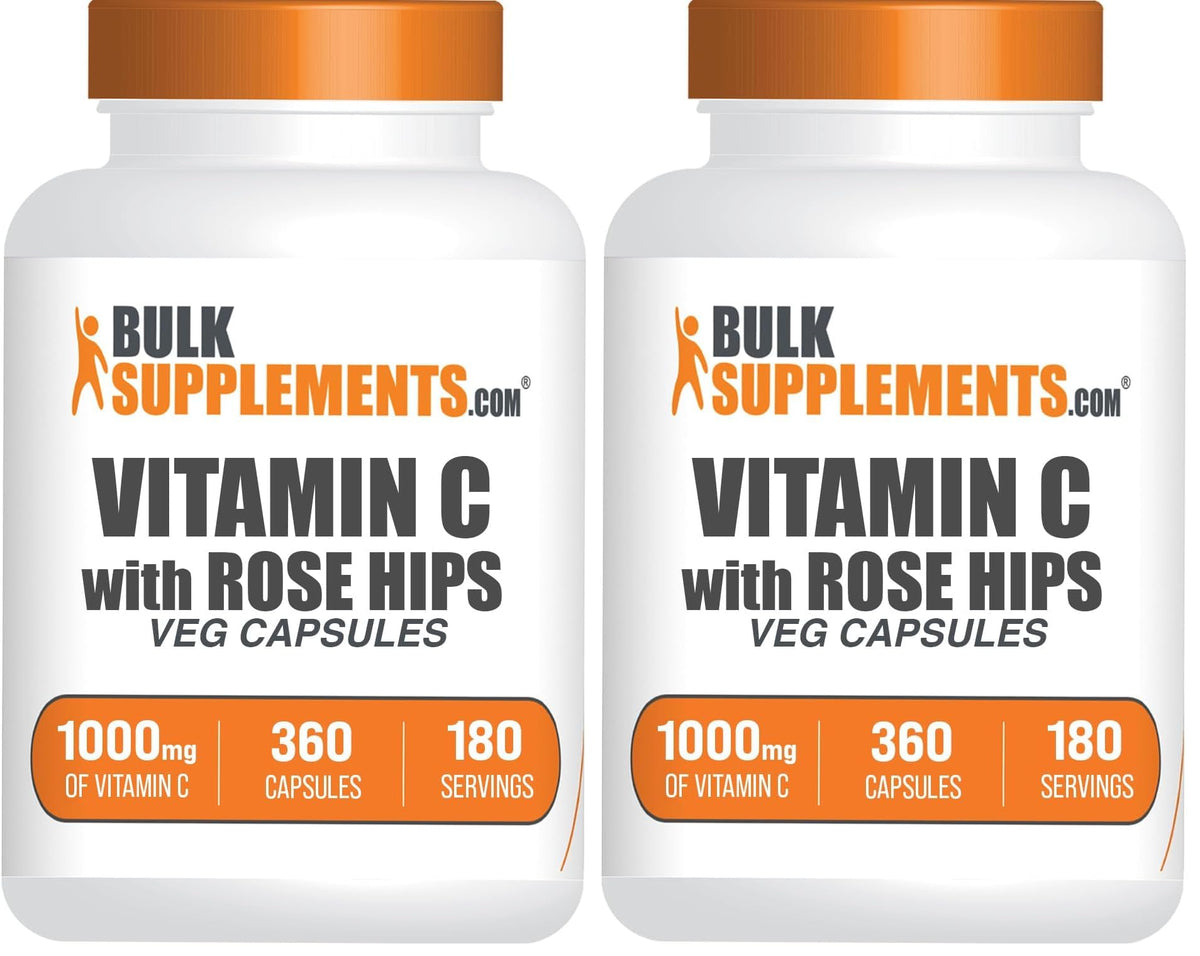 BulkSupplements Vitamin C with Rose Hips bottle for daily immune support.