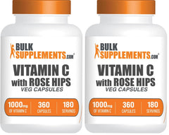 BulkSupplements Vitamin C with Rose Hips bottle for daily immune support.