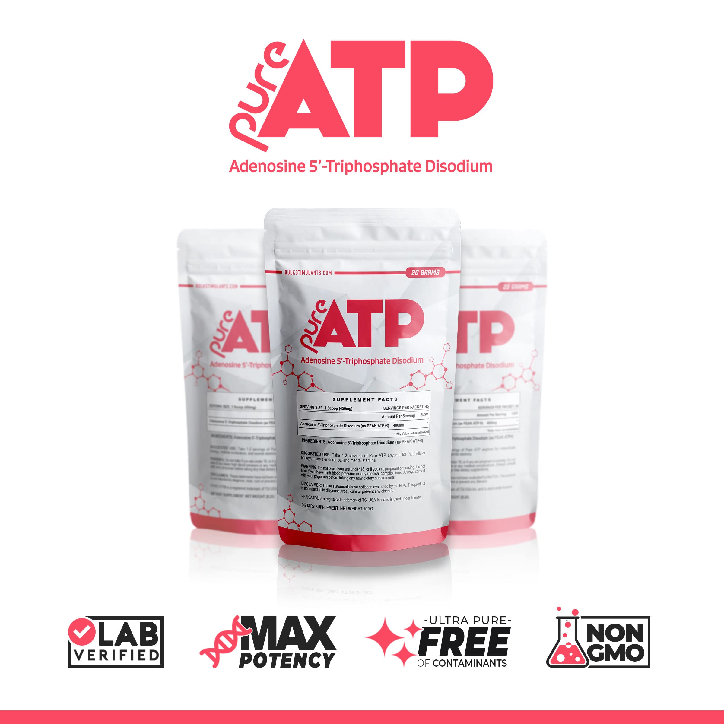 BulkStimulants Pure ATP powder dissolving in water for quick mixability