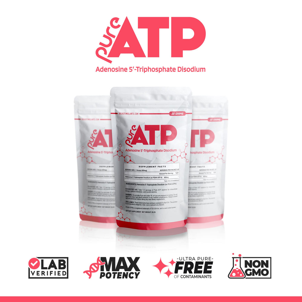 BulkStimulants Pure ATP powder dissolving in water for quick mixability
