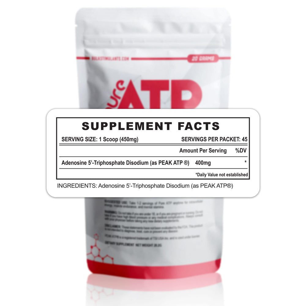 BulkStimulants Pure ATP powder scoop ready for fast pre-workout energy