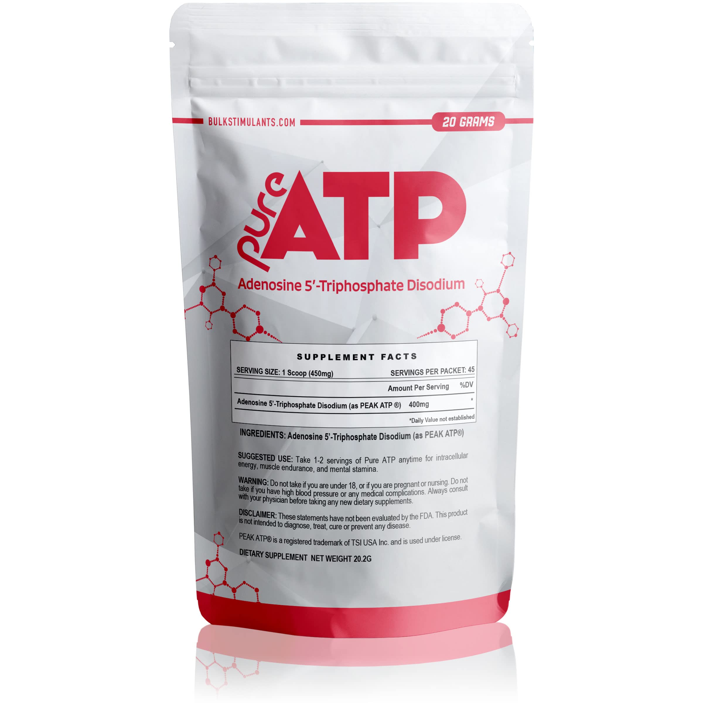 BulkStimulants Pure ATP powder tub front for performance-focused athletes