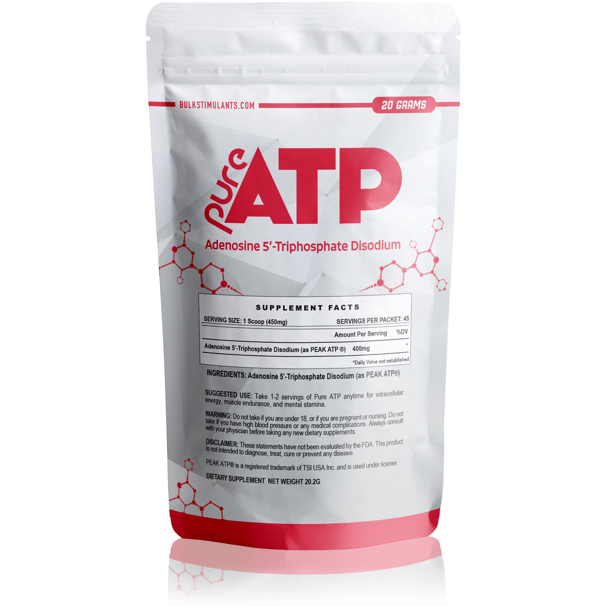 BulkStimulants Pure ATP powder tub front for performance-focused athletes