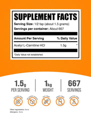 BulkSupplements Acetyl L-Carnitine powder scoop ready for easy measuring in shakes.