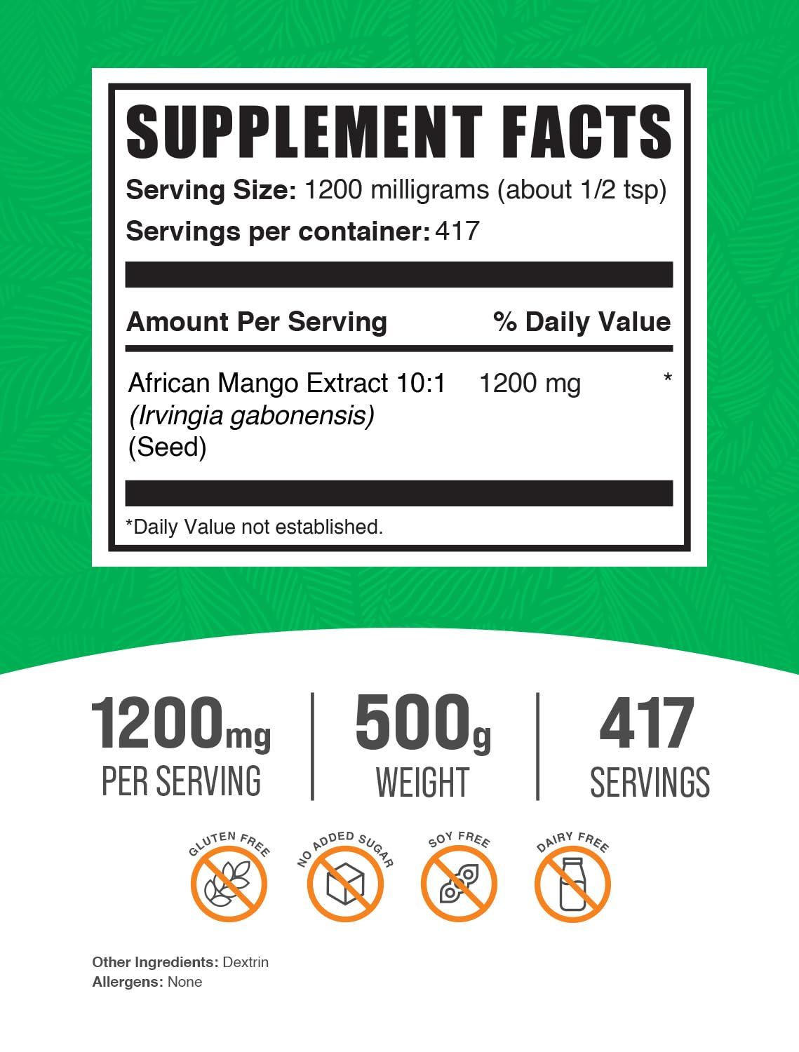 BulkSupplements African Mango Extract powder scoop beside cup for effortless dosing.