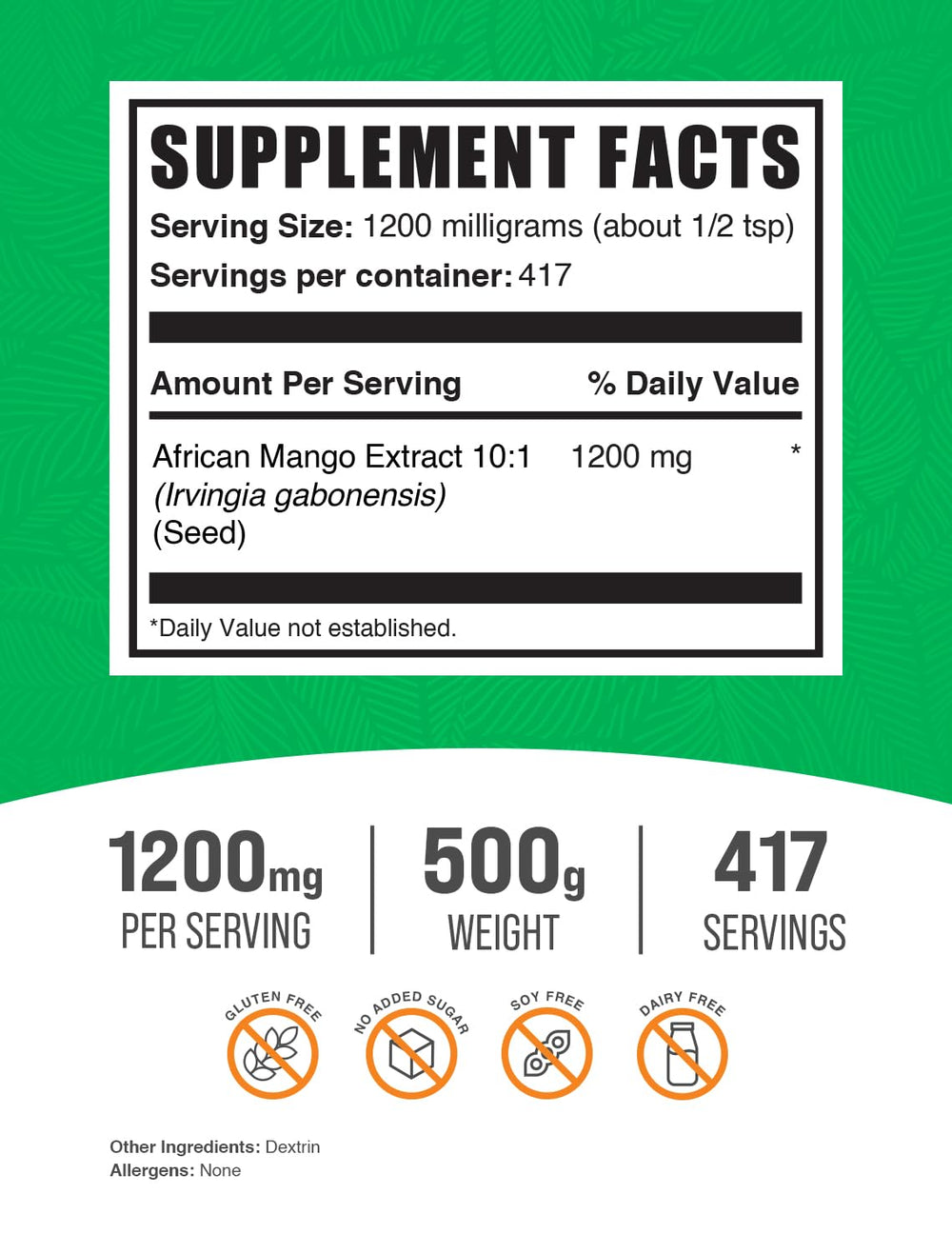 BulkSupplements African Mango Extract powder scoop beside cup for effortless dosing.