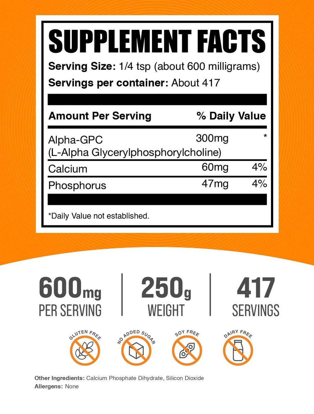 BulkSupplements Alpha GPC powder jar close-up showing smooth texture ideal for shakes.