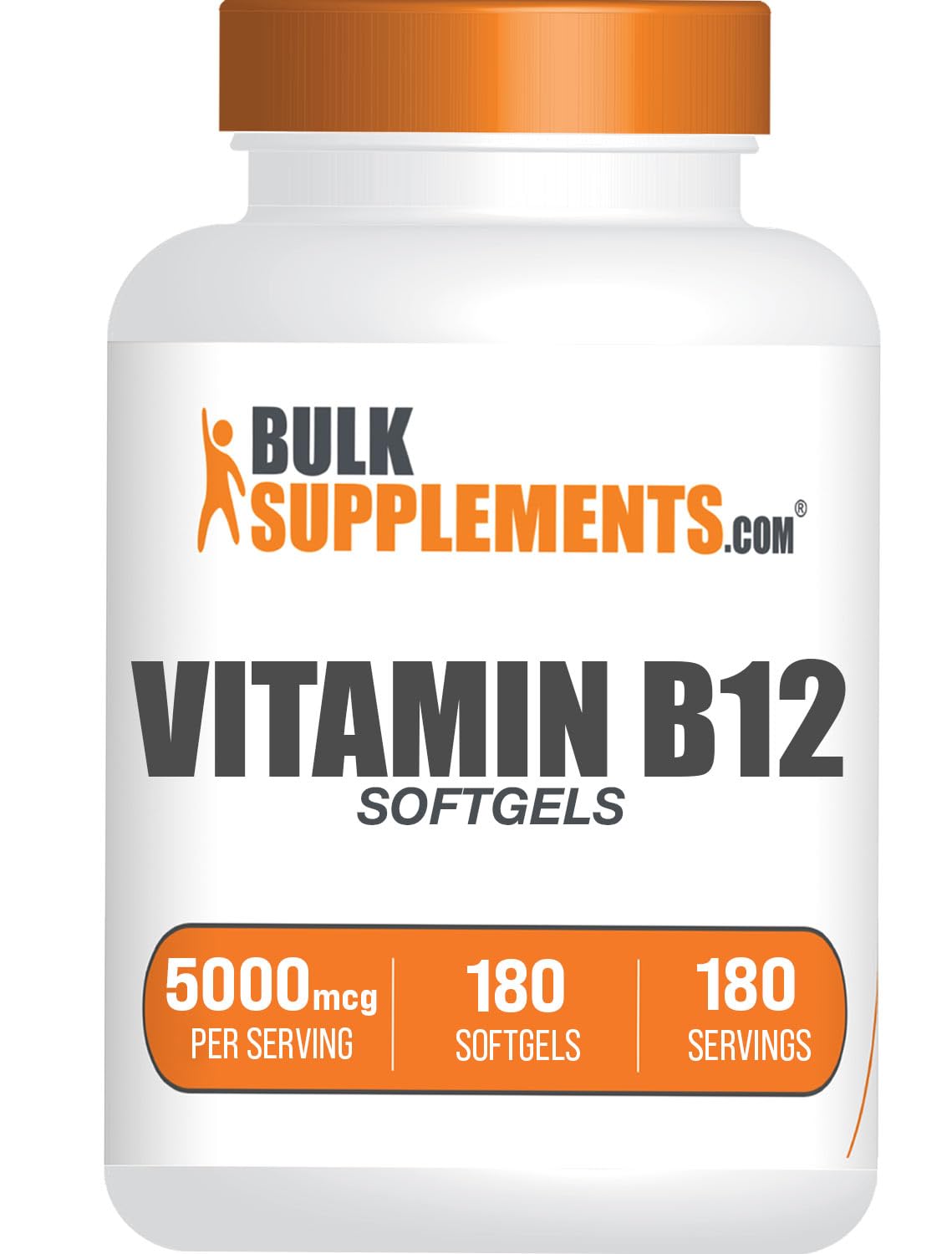 BulkSupplements B12 softgel bottle front view for daily energy support
