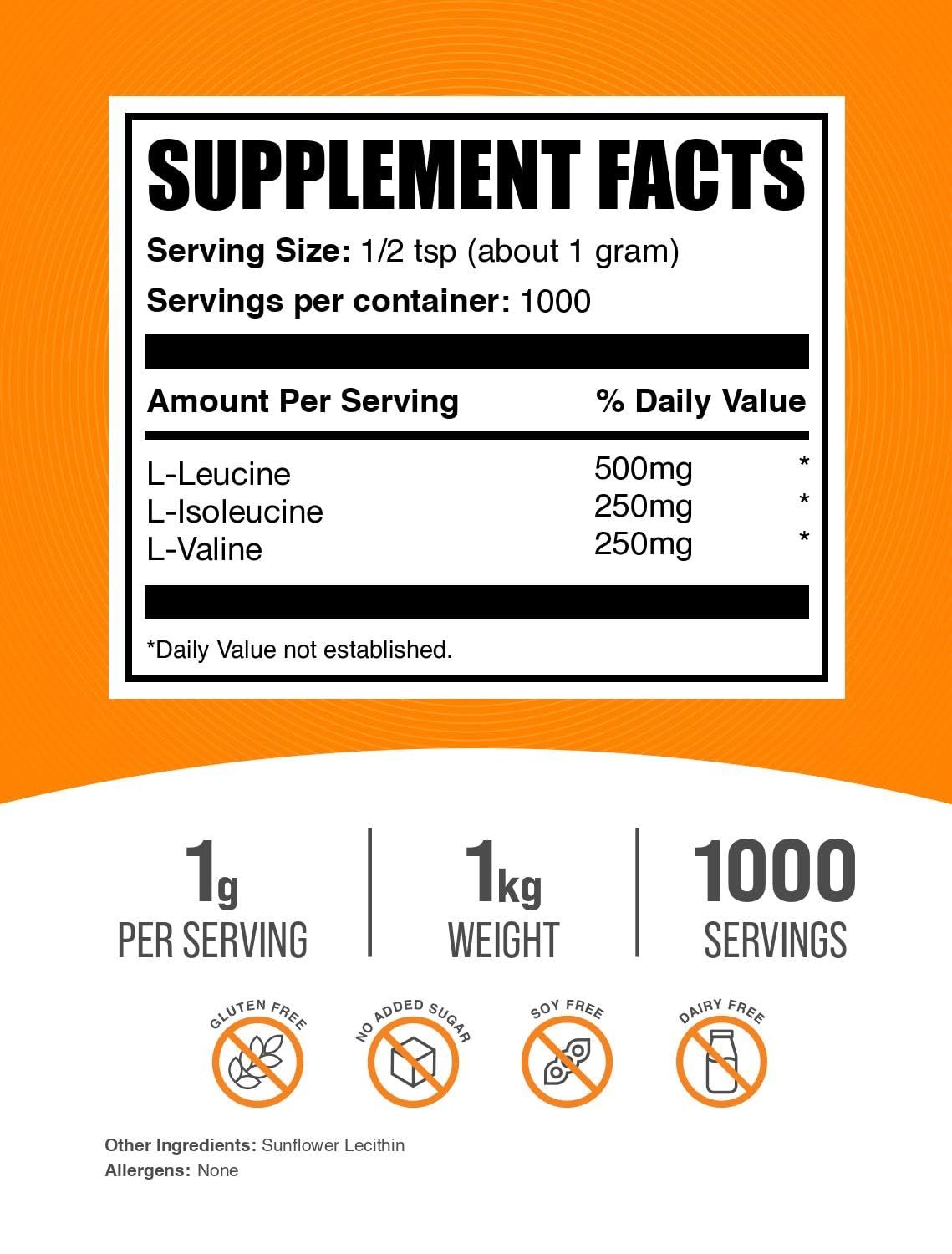 BulkSupplements BCAA 2:1:1 powder measuring scoop for precise servings