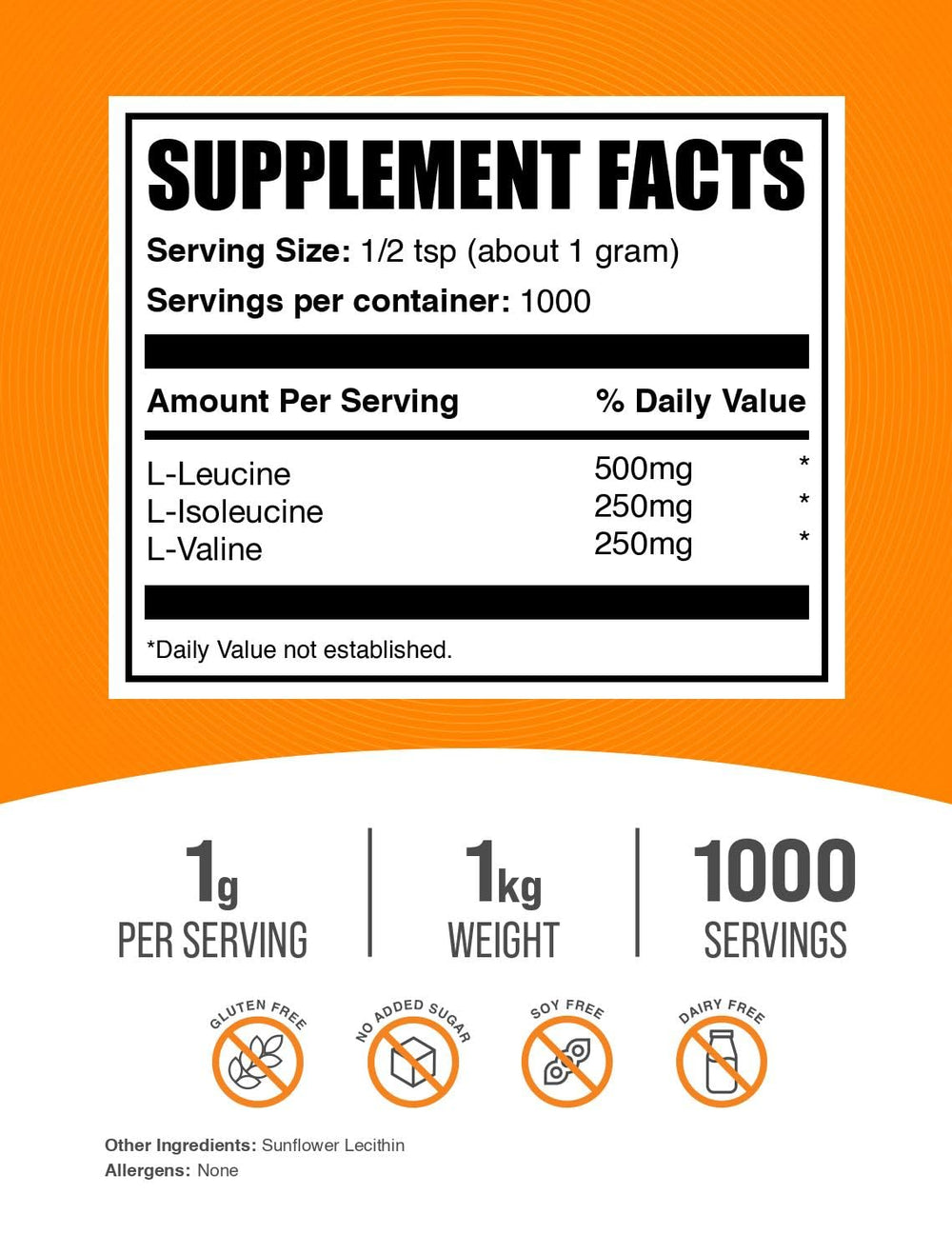 BulkSupplements BCAA 2:1:1 powder measuring scoop for precise servings