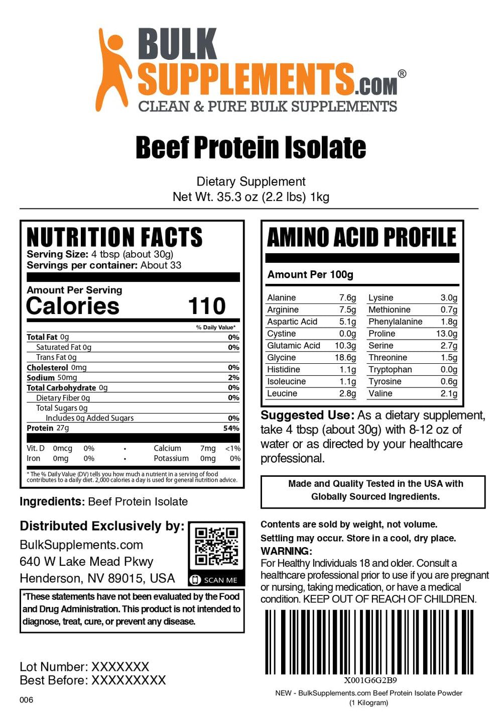 BulkSupplements Beef Protein Isolate powder texture close-up highlights quality.