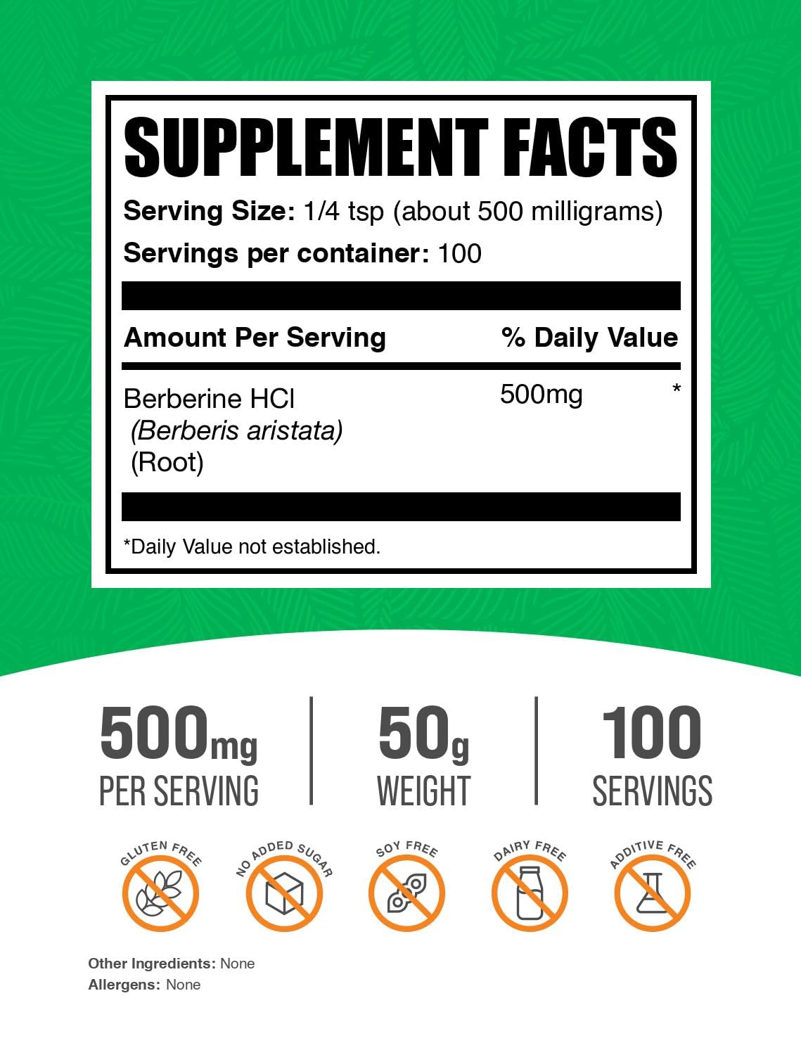 BulkSupplements berberine HCl powder dosage scoop for easy digestive support.