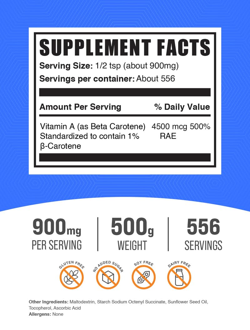 BulkSupplements Beta Carotene powder being poured for daily use.