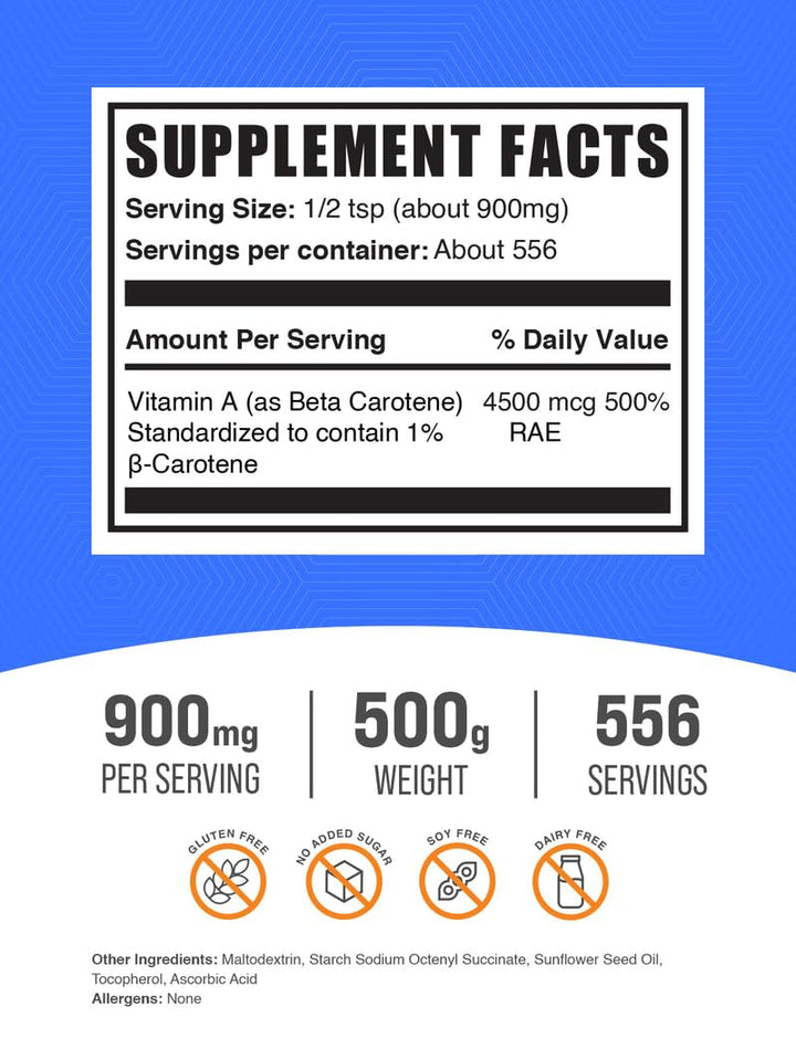 BulkSupplements Beta Carotene powder being poured for daily use.