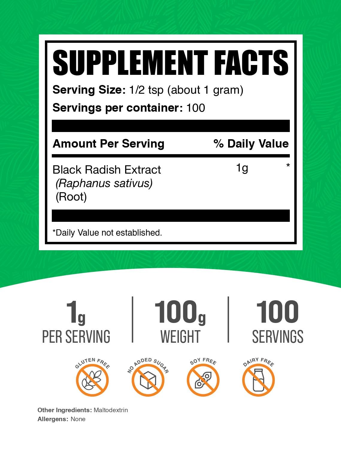 BulkSupplements Black Radish Extract Powder container close-up highlights quality