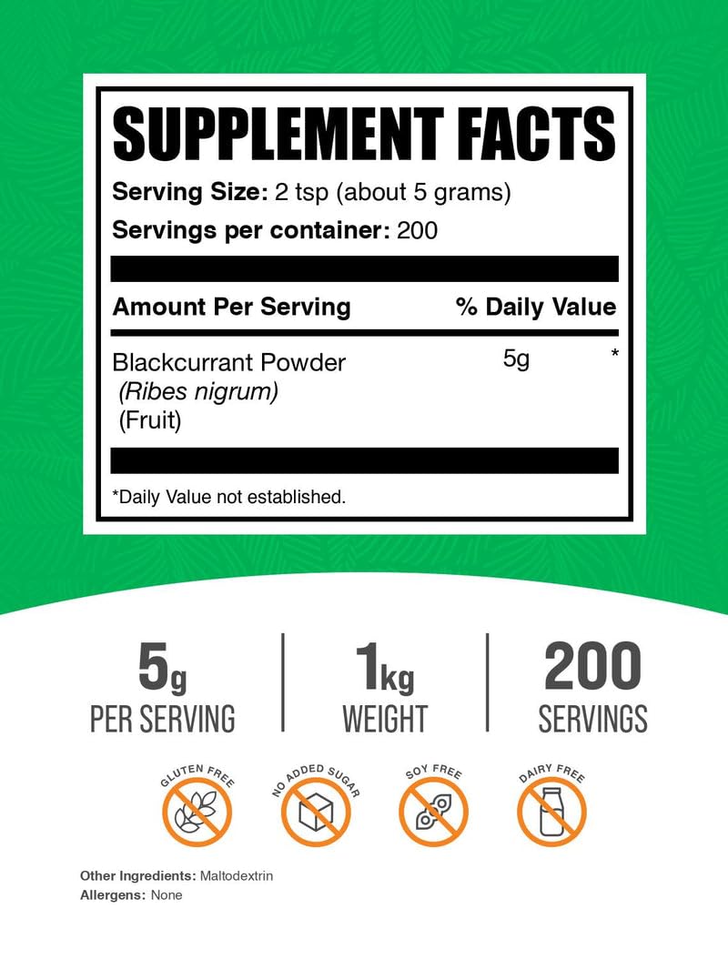 Convenient scoop showing 5g serving size for smoothies and baking.