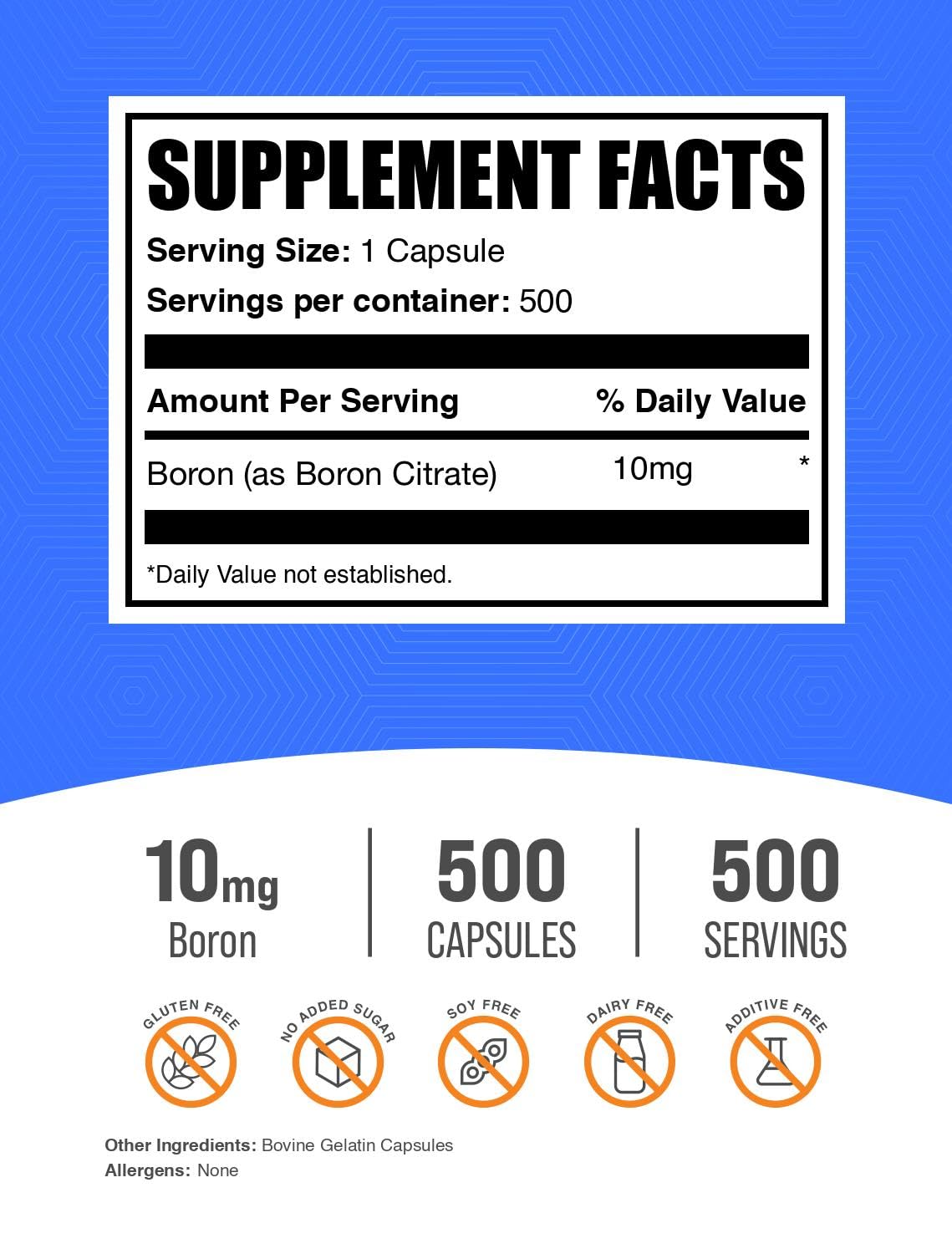 BulkSupplements Boron Citrate capsules close-up showing compact tablets for easy daily use.