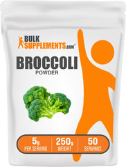 BulkSupplements broccoli powder featuring broccoli florets for daily nutrition.