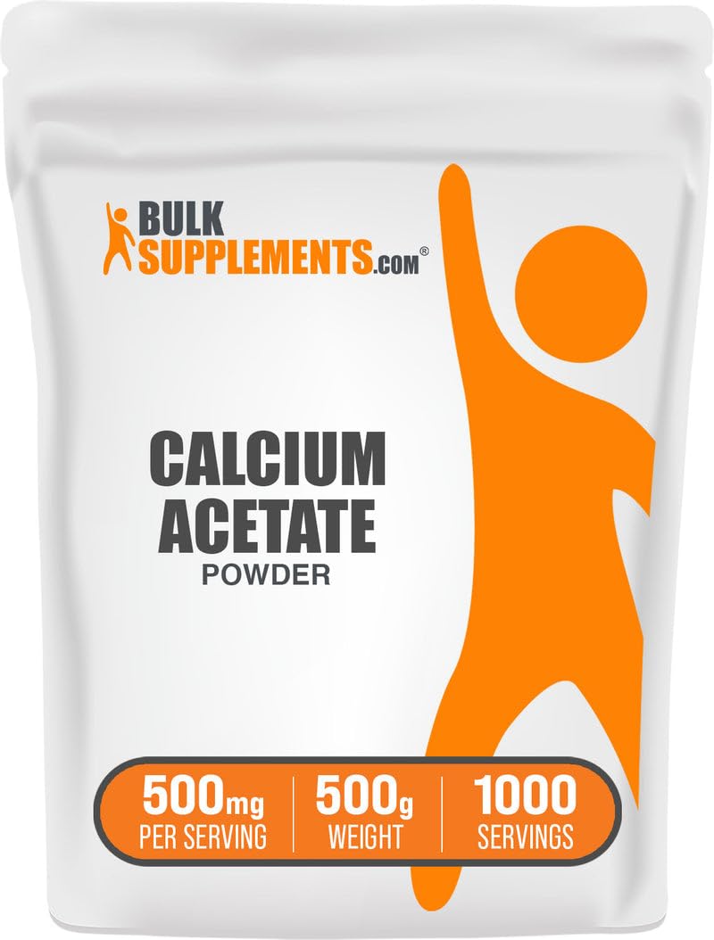 BulkSupplements Calcium Acetate Powder bottle pour for easy daily use.