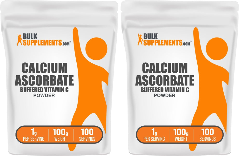 BulkSupplements Calcium Ascorbate Powder bottle for easy daily supplementation of calcium and vitamin C.