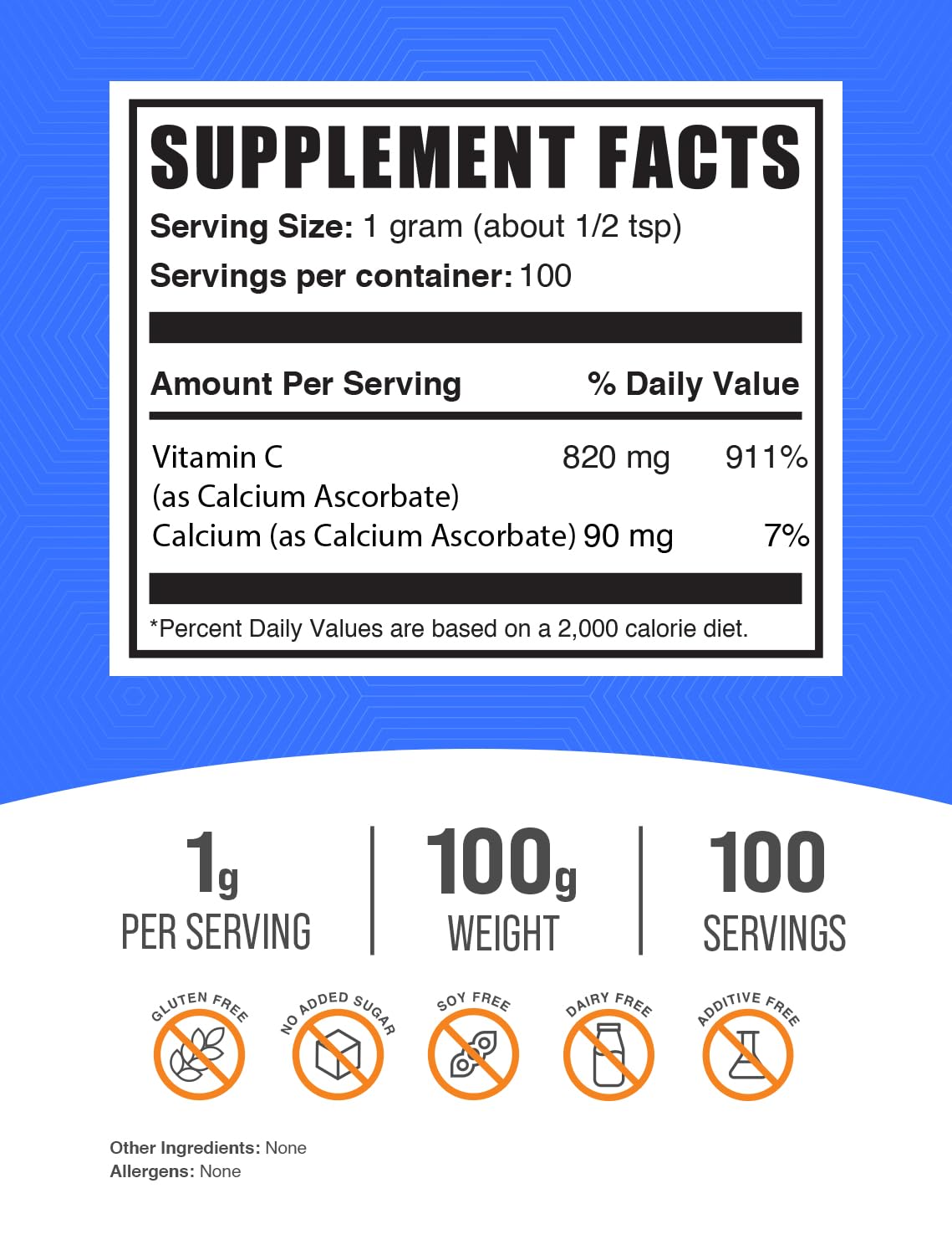 BulkSupplements Calcium Ascorbate Powder scoop—precise dosing for consistent vitamin C and calcium intake.