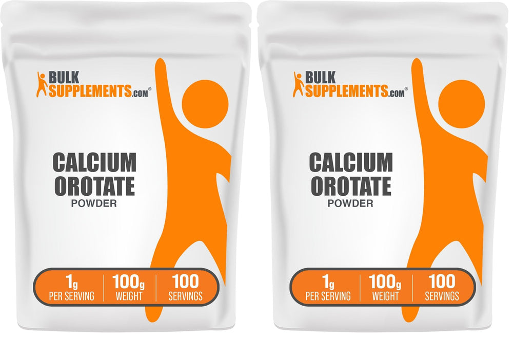 BulkSupplements Calcium Orotate Powder bottle with scoop for easy daily dosing.