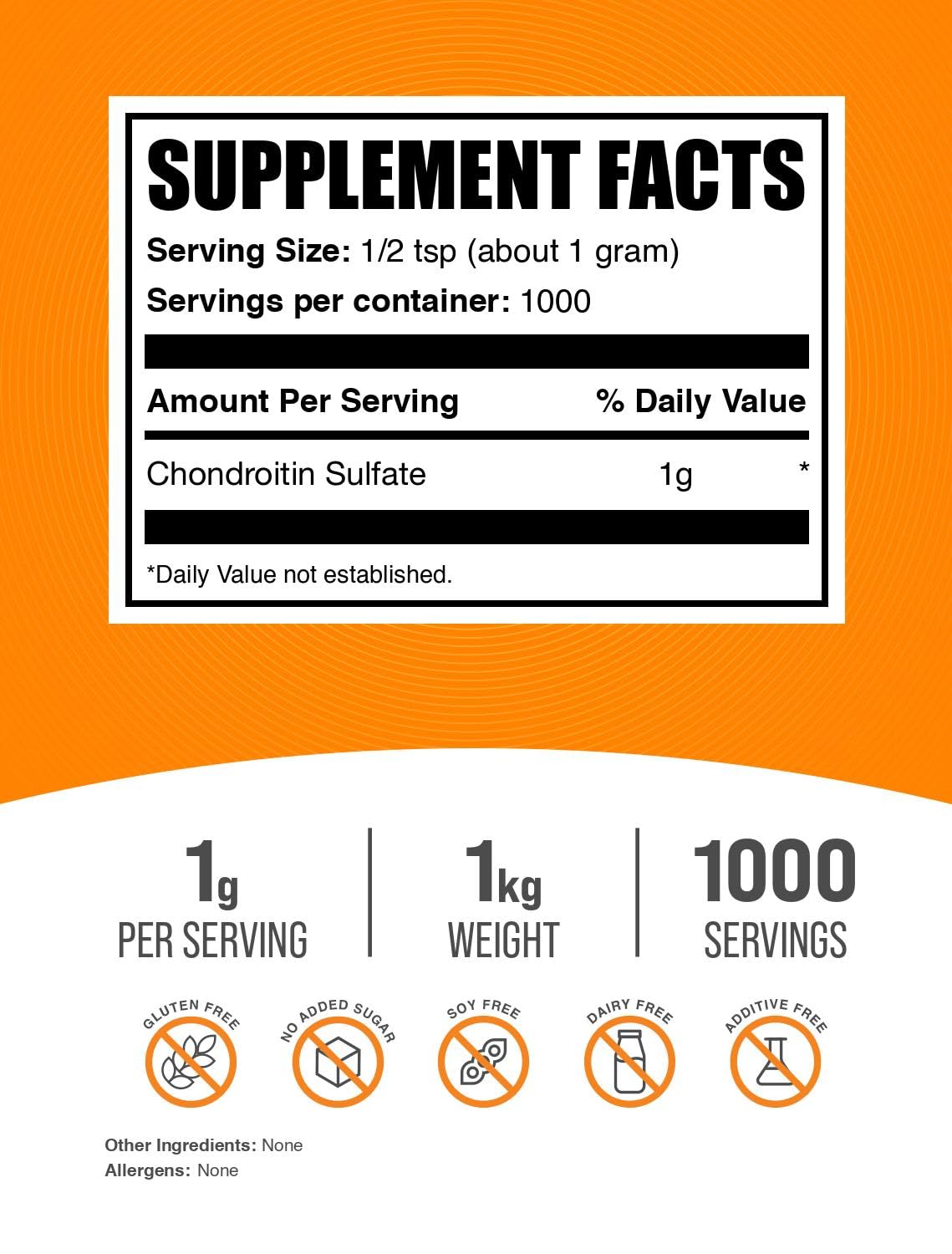 BulkSupplements chondroitin powder with scoop for precise daily dosing
