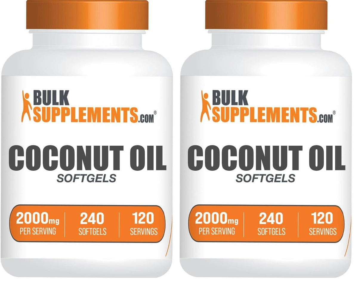 BulkSupplements Coconut Oil Softgels bottle front for daily use