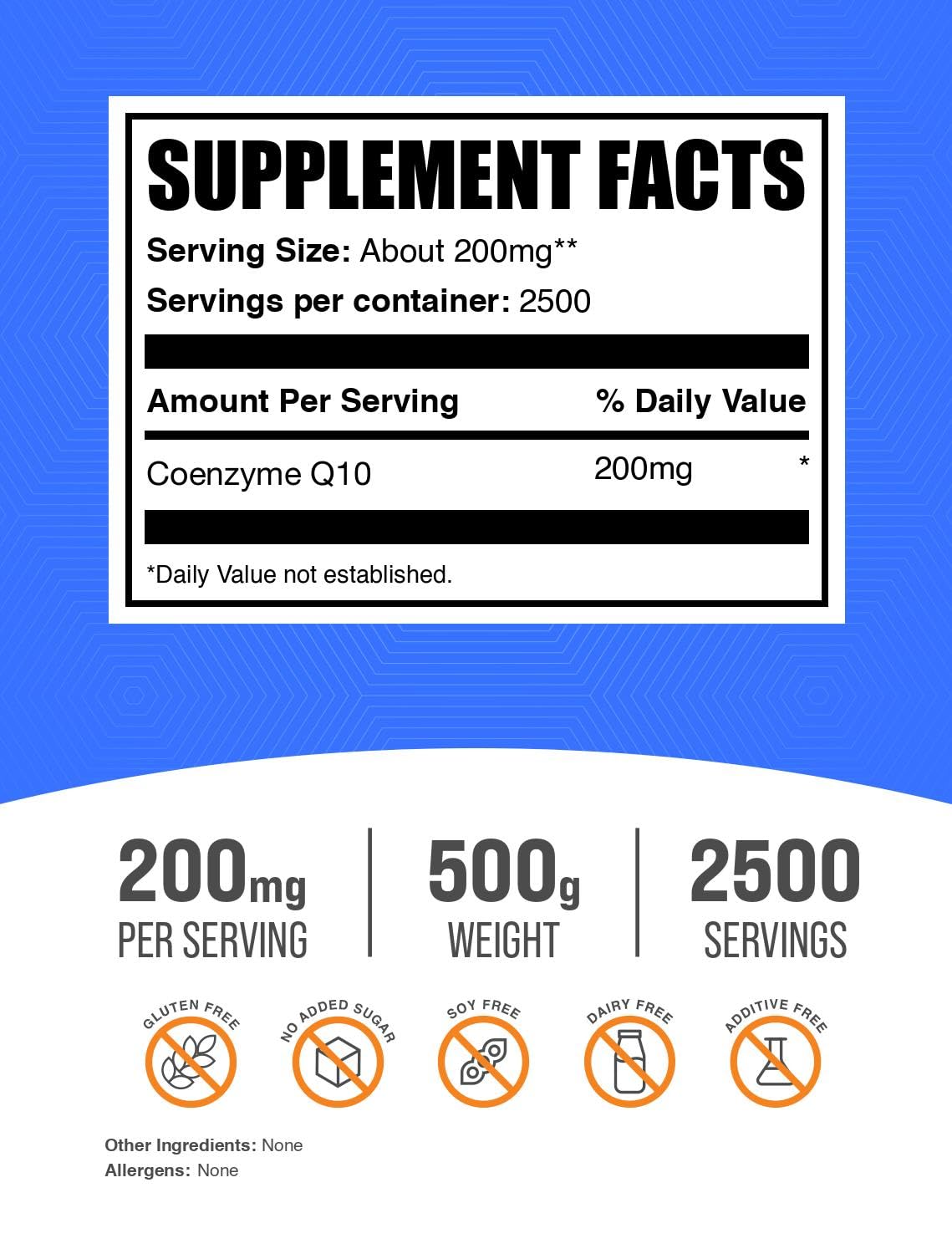BulkSupplements CoQ10 powder scoop showing convenient 200 mg serving