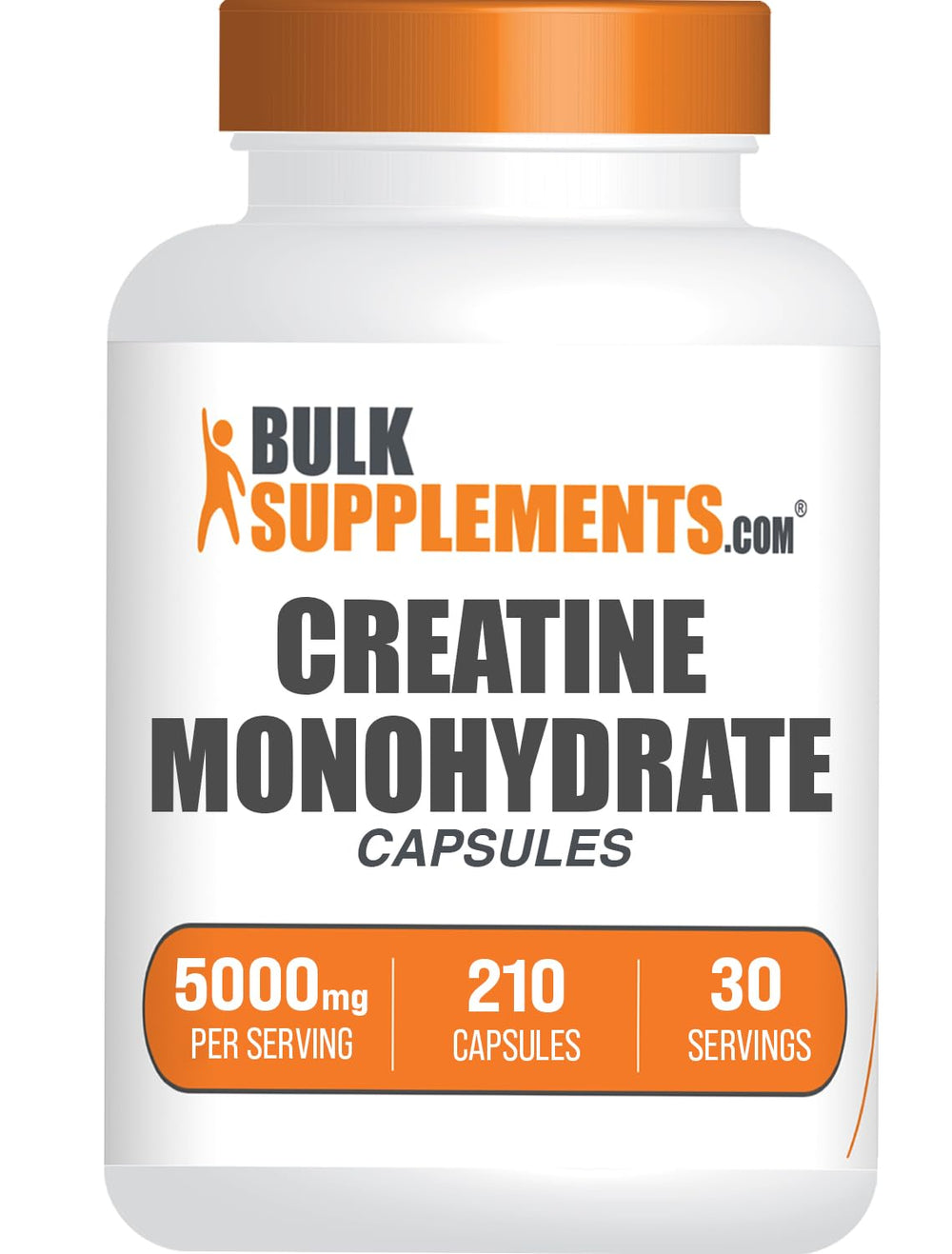 BulkSupplements Creatine Monohydrate Capsules 5000 mg bottle for high-dose training support.