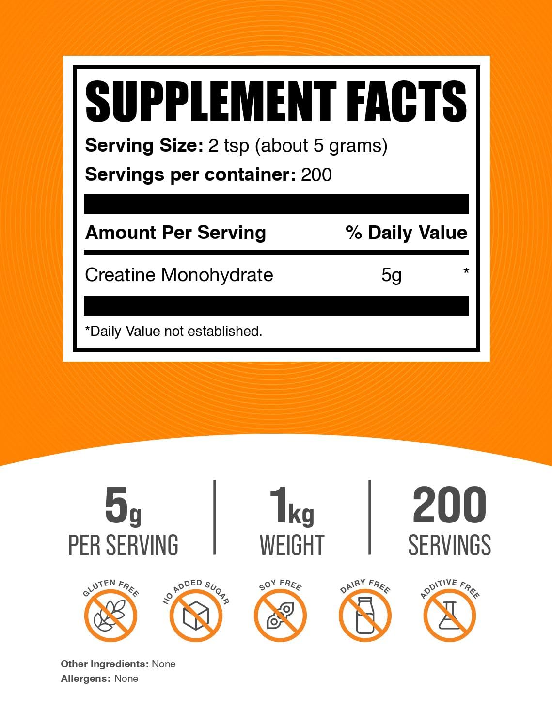 Scoop beside BulkSupplements Creatine Monohydrate powder for precise 5g servings