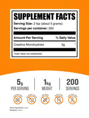 Scoop beside BulkSupplements Creatine Monohydrate powder for precise 5g servings