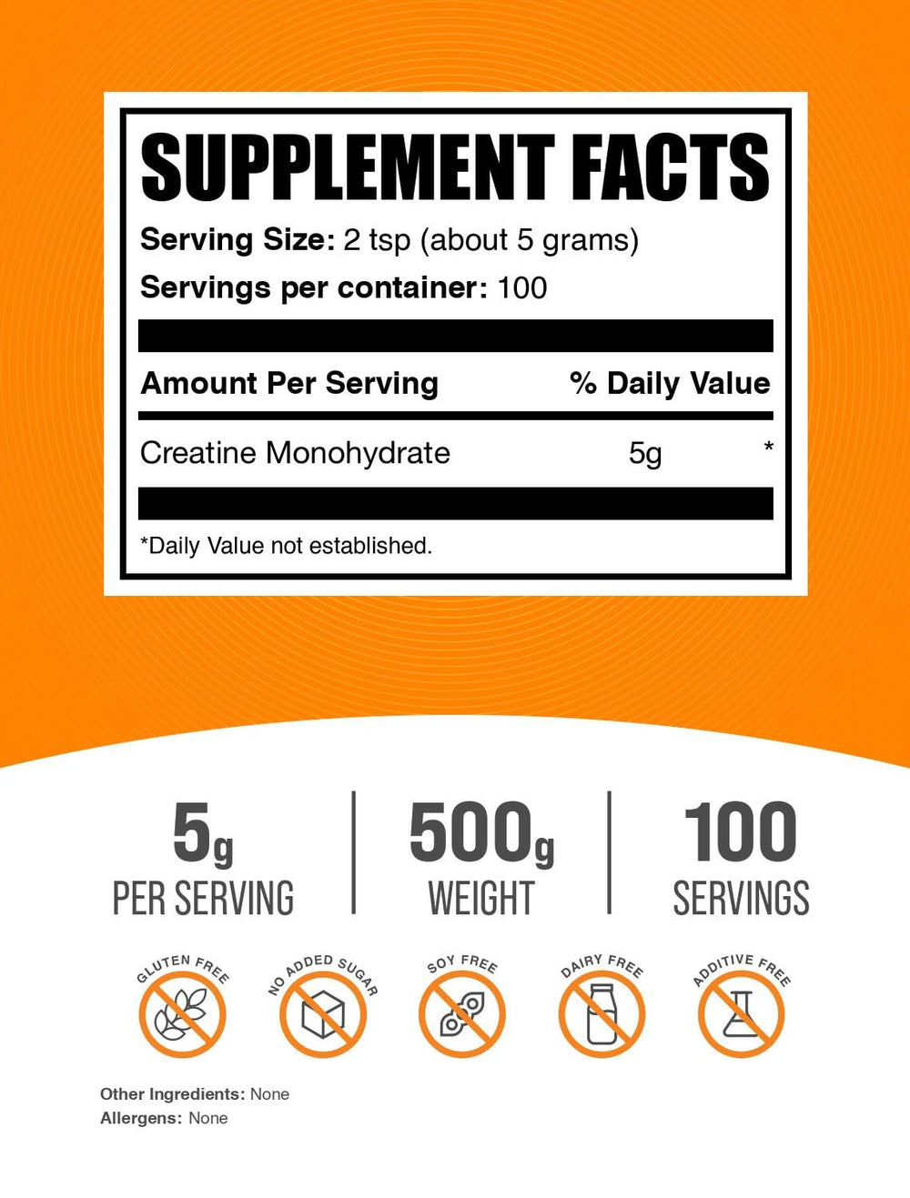 BulkSupplements Creatine Monohydrate Scoop beside glass for precise 5g servings