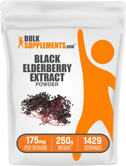 Bulksupplements Elderberry Extract Powder bottle showcasing a gluten-free immune support routine.