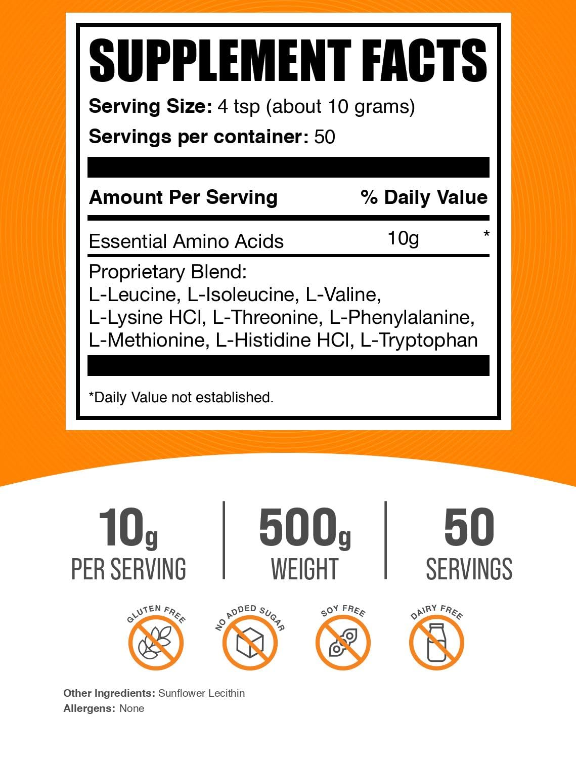 BulkSupplements Essential Amino Acids Powder unflavored blends easily into shakes