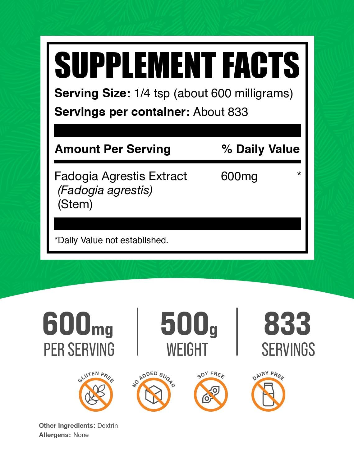 BulkSupplements Fadogia Agrestis powder with scoop shows easy mixing.