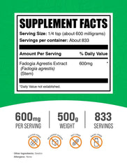 BulkSupplements Fadogia Agrestis powder with scoop shows easy mixing.