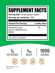BulkSupplements flaxseed extract powder scoop showing convenient serving size