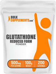 BulkSupplements Glutathione Reduced Powder bottle for easy daily supplementation.